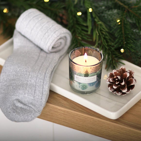 Click to view product details and reviews for Heart Home Christmas Tree Candle And Socks Gift Set.