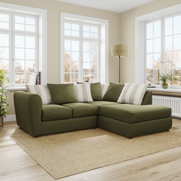 Blake Opulent Velvet Stripe Combo Corner Chaise Sofa