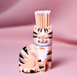 Raspberry Blossom Cat Matchstick Holder
