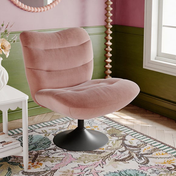 Zaley Velvet Swivel Chair