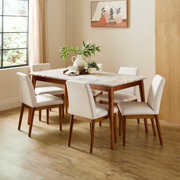 View Thea Rectangle Dining Table- Marble And Mango Wood View Thea Rectangle Dining Table- Marble And Mango Wood