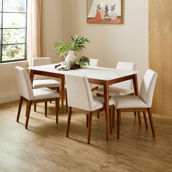 View Thea Rectangle Dining Table- Marble And Mango Wood View Thea Rectangle Dining Table- Marble And Mango Wood