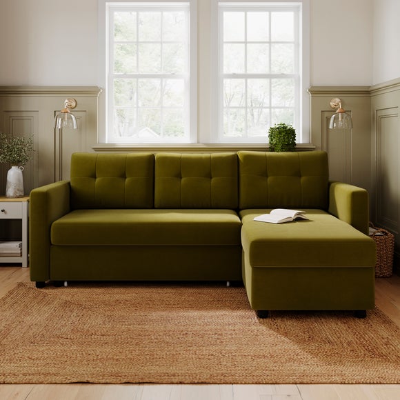 View Barker Velvet Trundle Corner Chaise Sofa Bed View Barker Velvet Trundle Corner Chaise Sofa Bed