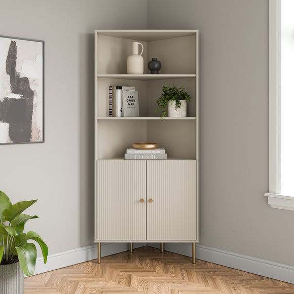 Click to view product details and reviews for Georgi Corner Ladder Shelving Unit With Storage.