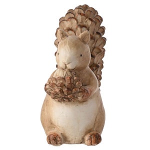 Country Living Wood Effect Squirrel With Pinecone Ornament