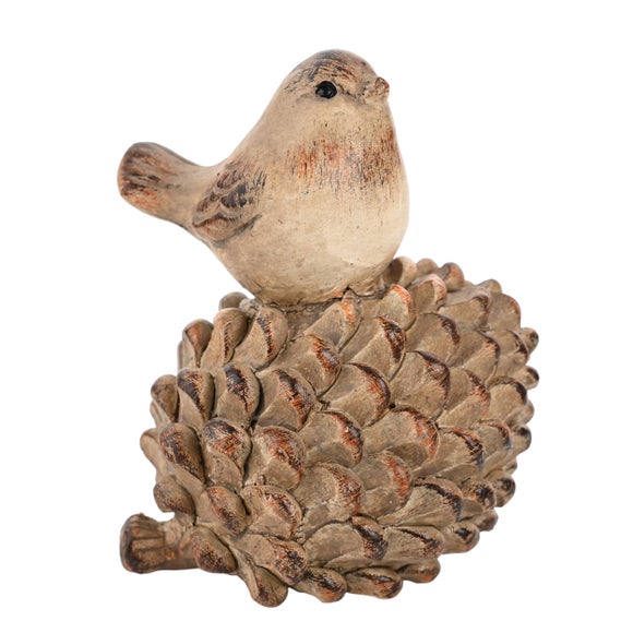 Click to view product details and reviews for Country Living Wood Effect Bird On A Pinecone Ornament.