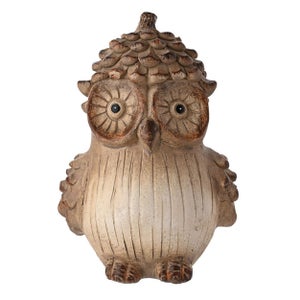 Country Living Wood Effect Owl With A Pinecone Hat Ornament