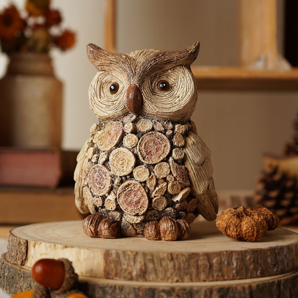 Country Living Wood Effect Owl Ornament
