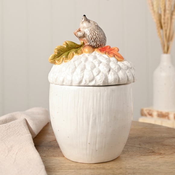 Country Living Hedgehog on an Acorn Storage Jar