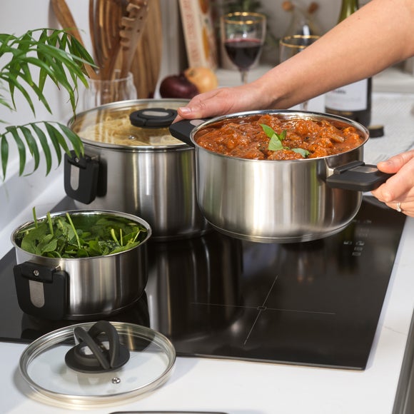 Salter 3 Piece Stainless Steel Stacking Stock Pot Set