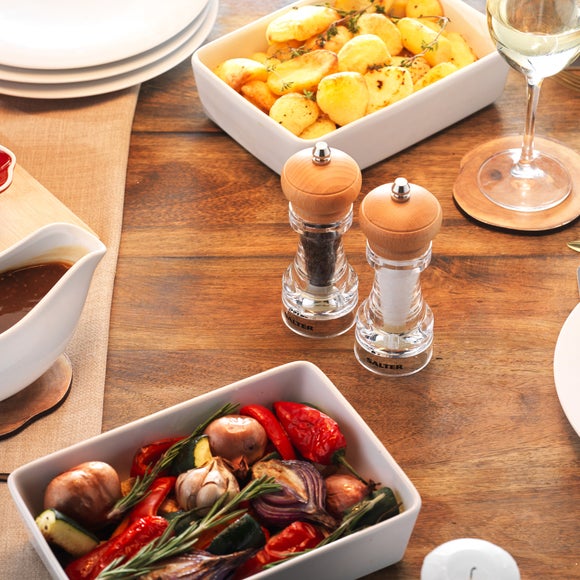 Click to view product details and reviews for Salter Beechwood Acrylic Salt And Pepper Mill Set.