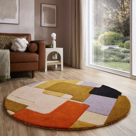 Jax Geometric Modern Wool Round Rug