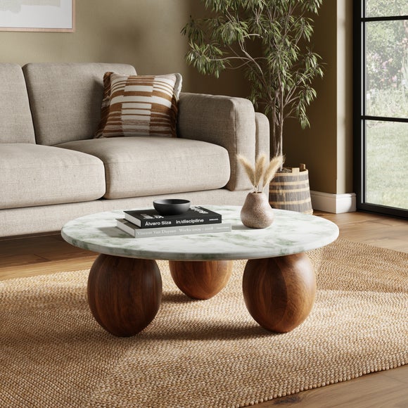 Buffie Coffee Table, Marble and Mango Wood