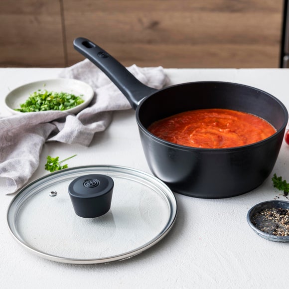 MasterChef Black Handled Non-Stick Saucepan with Lid