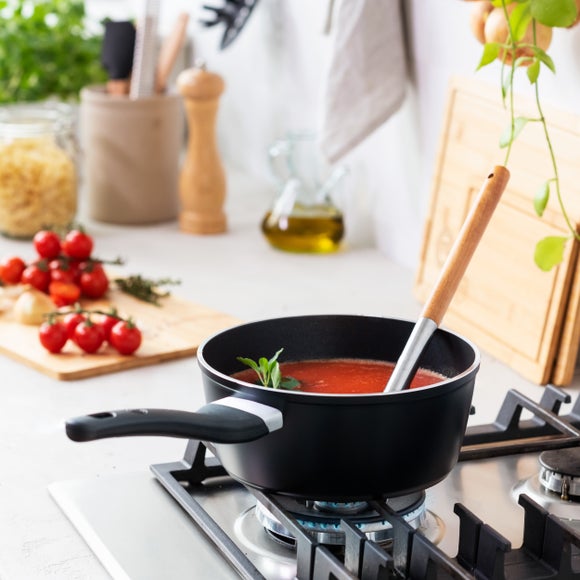 MasterChef Black Handled 16cm Non-Stick Milk Pan