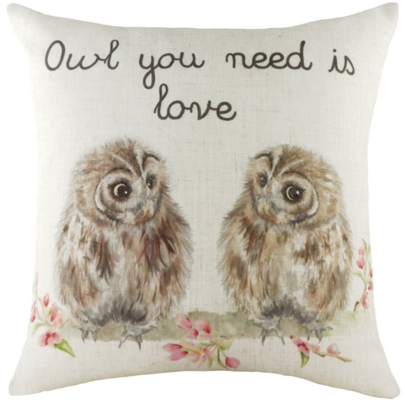 Evans Lichfield Hedgerow Owls Square Cushion