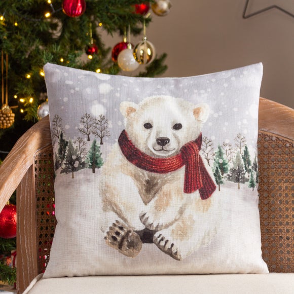 Evans Lichfield Snowy Polar Bear Square Cushion