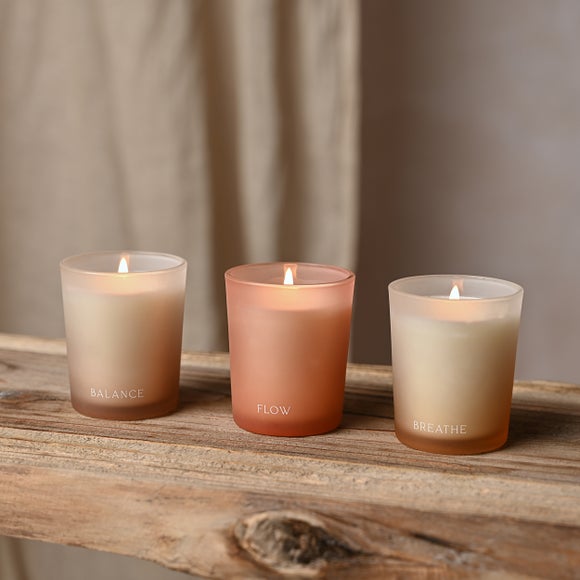 Serenity Tranquil Set of 3 Flow, Balance & Breathe Votive Candles