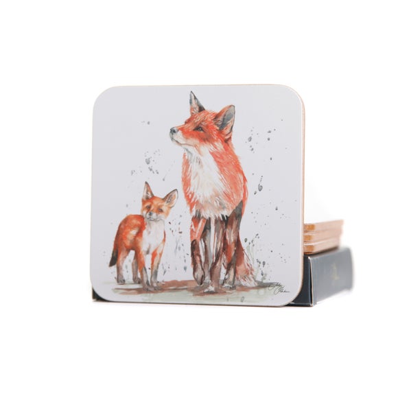 Meg Hawkins Set of 4 Fox and Cub Coasters