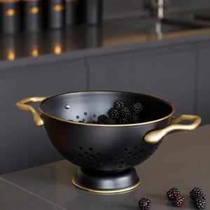 Masterclass Stainless Steel Black And Brass Colander