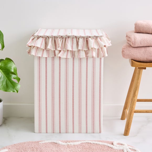View Striped Frilly Laundry Hamper View Striped Frilly Laundry Hamper