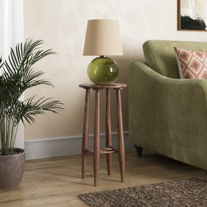 Haider Plinth Side Table With Shelf- Acacia Wood