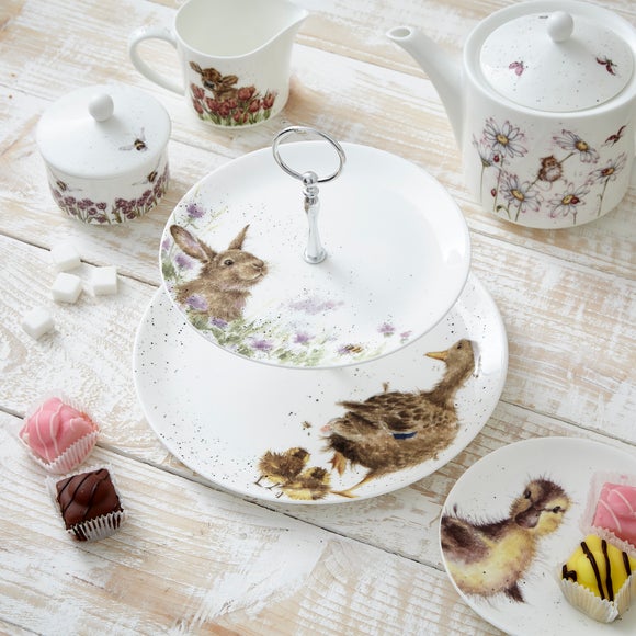 Wrendale Rabbit & Ducklings 2 Tier Cake Stand