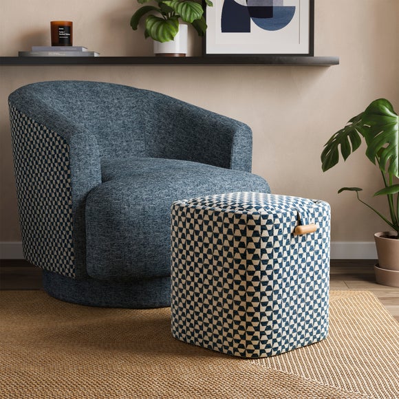 Geo Checkerboard Tray Table Storage Footstool