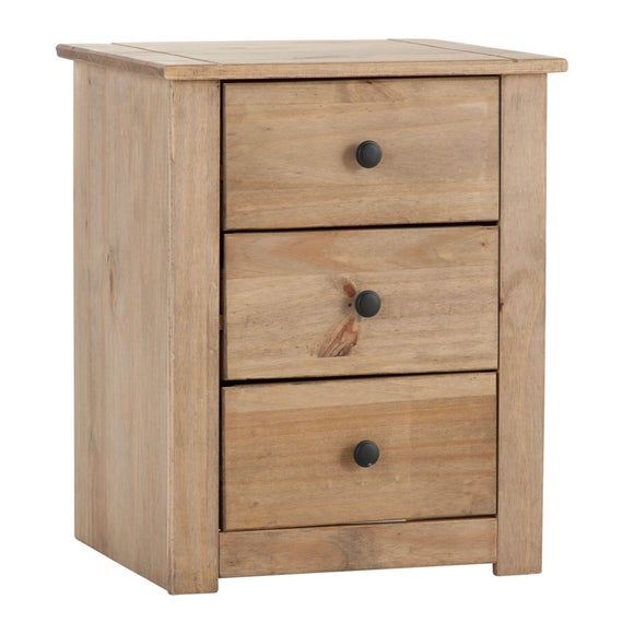 Return - Panama 3 Drawer Bedside Table, Pine