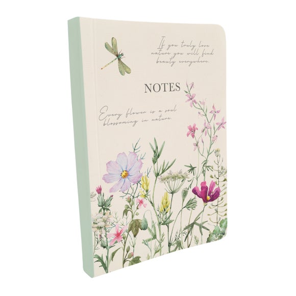 Wild Harmony Green Dragonfly & Cosmo Flowers Pocket Notebook