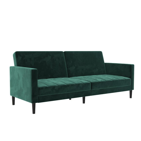 Return - Liam Velvet Clic Clac Green Double Sofa Bed
