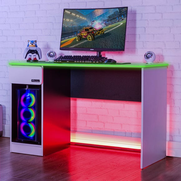 Return - X Rocker Carbon Tek Gaming Desk with Wireless Charging and Neo Fibre LED