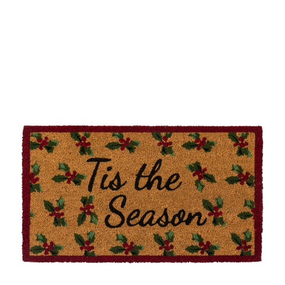 Cedar and Sage Merry Holly Tis The Season Coir Doormat