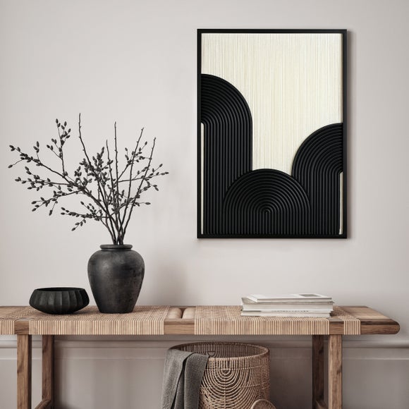 Hestia Abstract Black & Cream Thread Wall Art