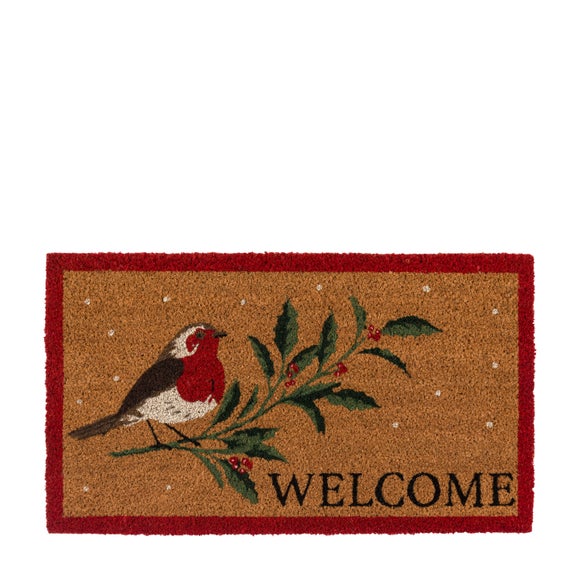 Cedar and Sage Friendly Robin Welcomes You Coir Doormat
