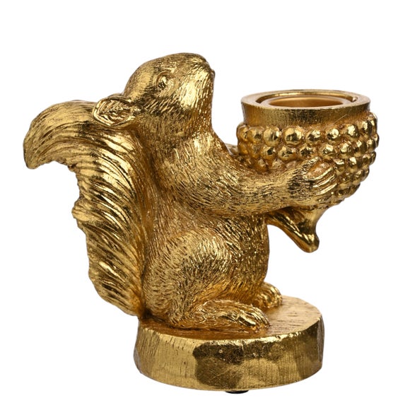 Click to view product details and reviews for Hestia Gold Squirrel Candlestick Holder.