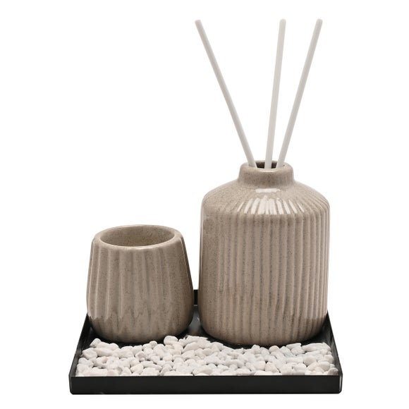 Hestia Ceramic Diffuser & Tealight Holder Set