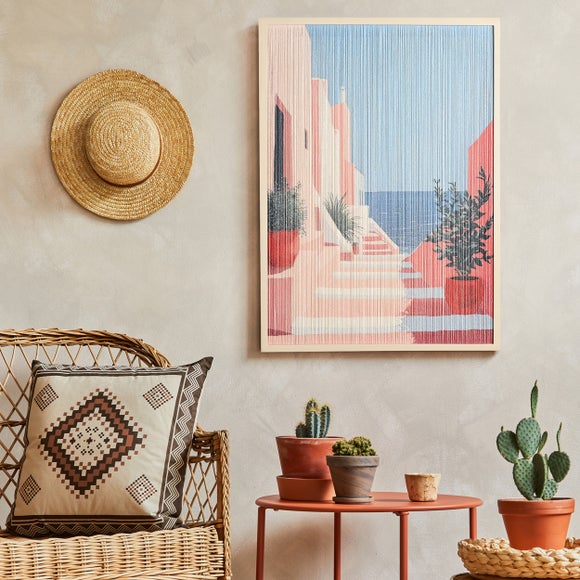 Hestia Mediterranean Ocean View Thread Wall Art