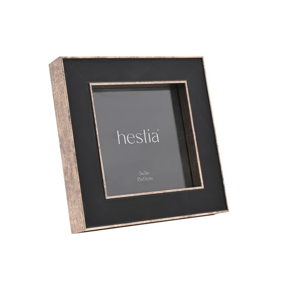 Hestia Square Black Box Photo Frame With Gold Edge