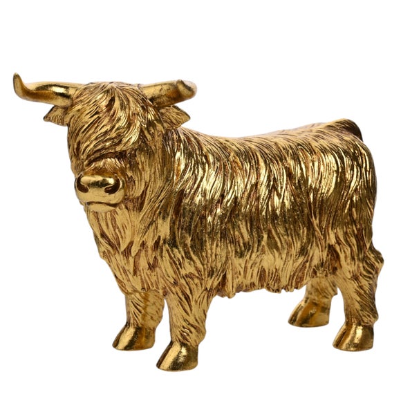 Hestia Gold Highland Cow Ornament