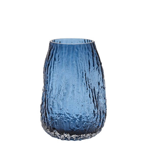 Click to view product details and reviews for Hestia Blue Fluid Textured Glass Vase.