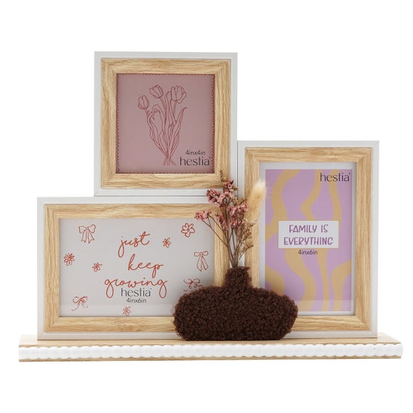 Hestia Freestanding Natural Multi Photo Frame with Vase and Dried Flowers