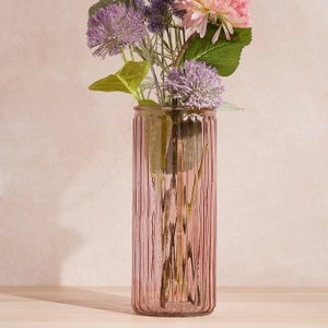 Hestia Cylindrical Ribbed Glass Vase