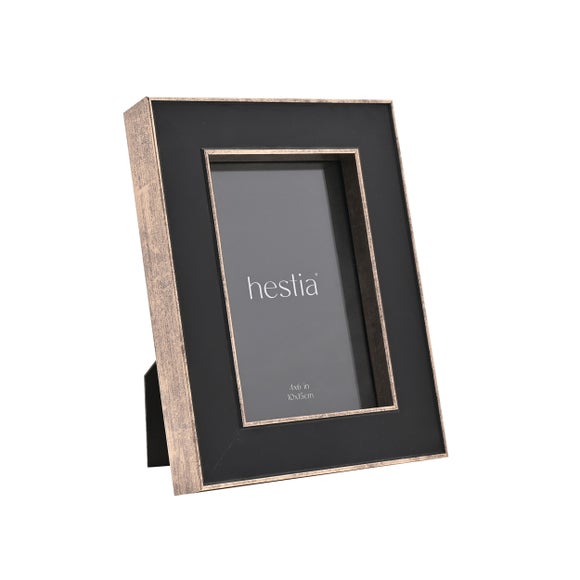 Hestia Black Box Photo Frame With Gold Edge