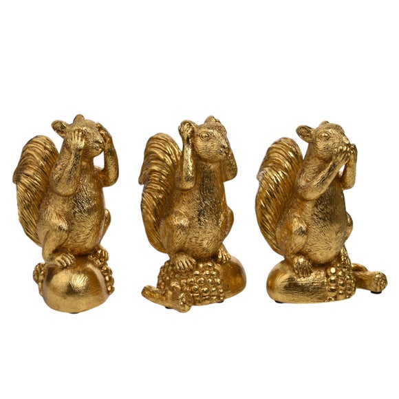 Click to view product details and reviews for Hestia Set Of 3 Gold Squirrel Ornaments. Click to view product details and reviews for Hestia Set Of 3 Gold Squirrel Ornaments.