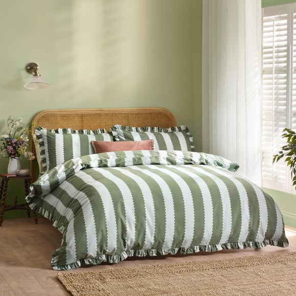 Wylder Nature Birdie Stripe Polycotton Duvet Cover & Pillowcase Set