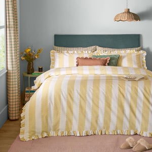 Furn. Birdie Stripe Polycotton Duvet Cover & Pillowcase Set