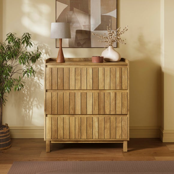 View Humphrey 3 Drawer Chest- Mango Wood Effect View Humphrey 3 Drawer Chest- Mango Wood Effect