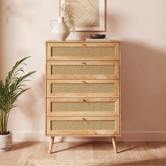 View Jordyn 5 Drawer Chest- Mango Wood Effect View Jordyn 5 Drawer Chest- Mango Wood Effect