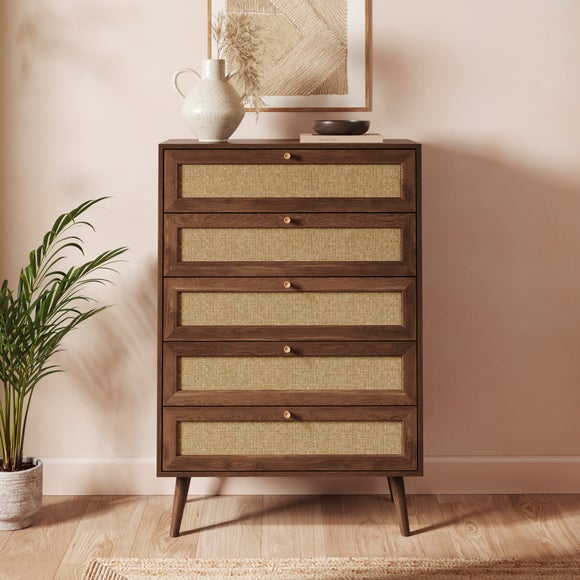 View Jordyn 5 Drawer Chest- Mango Wood Effect View Jordyn 5 Drawer Chest- Mango Wood Effect